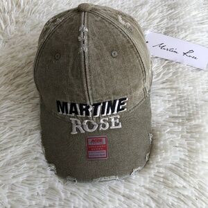 MARTINE ROSE ROLLED BACK GREEN CAP
